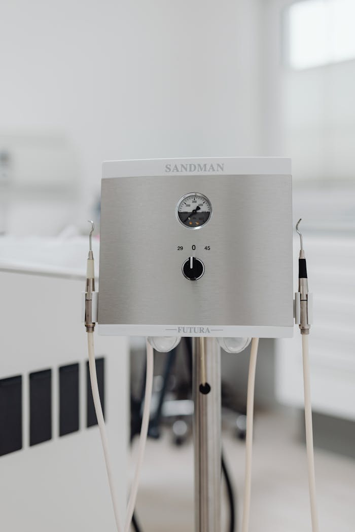 Close-up of a dental instrument in a clinic, showcasing modern equipment essential for healthcare.